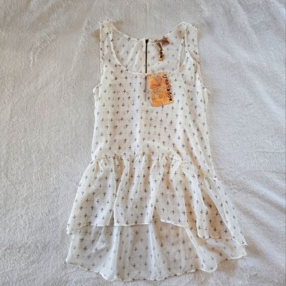 Eyeshadow NWT Sm White Flowing Whimsy SHEER SLEEVELESS TUNIC HI-LO FEMME Y2K - Picture 7 of 15